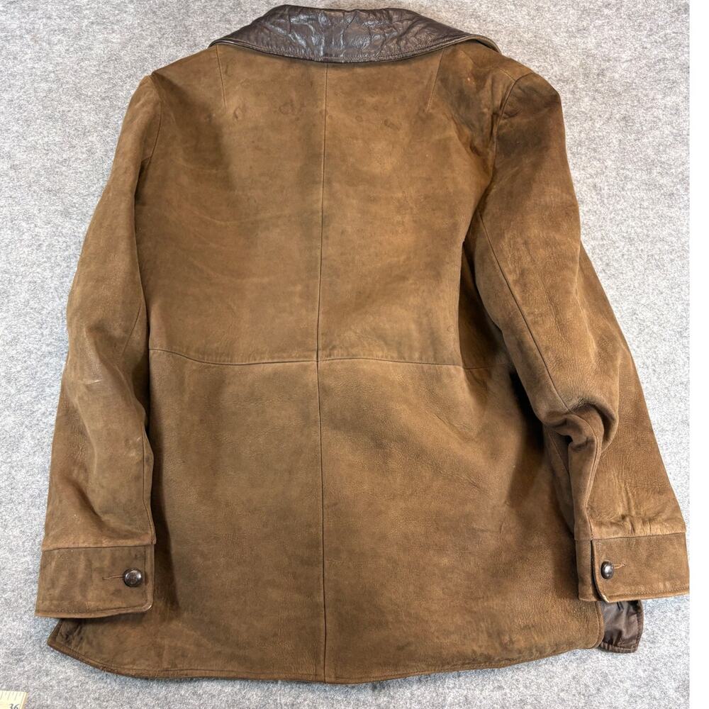 VTG 50s Carmens Leather Coat Jacket Womens Large Brown Lined Western Suede 1960s - Picture 2 of 9